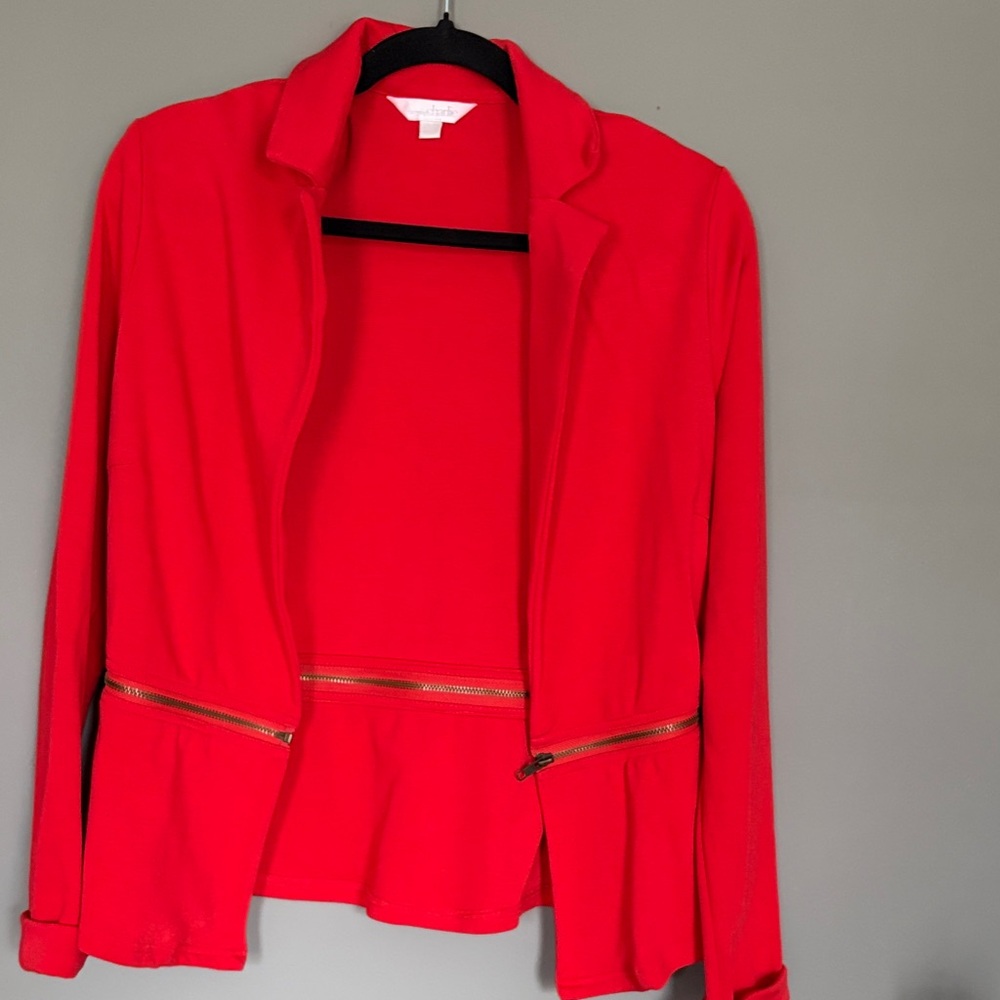 Charlies Red Blazer with Gold Zipper Accents
